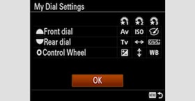 Image of the camera's My dial’s Setting menu scree