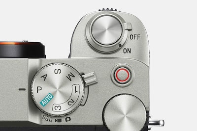 Close-up product image of camera top dials