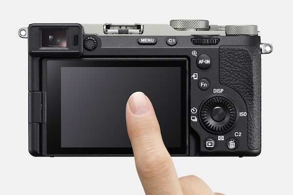 Usage image of a finger touching the LCD panel of the camera