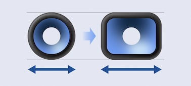 Comparison of unique rectangular shape of X-Balanced Speaker Unit with conventional speaker