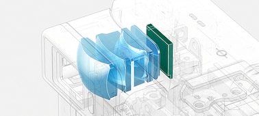 Illustration of the viewfinder interior and a viewfinder close-up