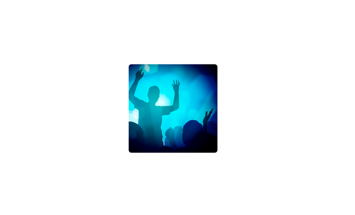 Person with their hands in the air, in a nightclub setting.